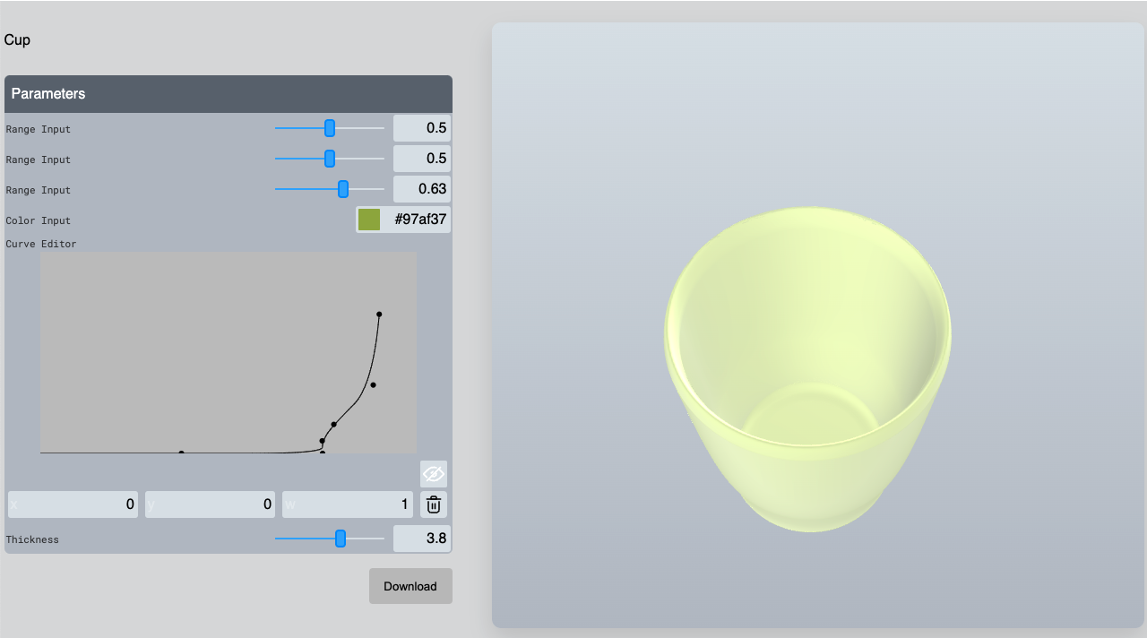 Let’s create a parametric cup model on BeeGraphy parametric node-editor software